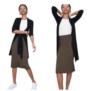 MM Lafleur The Graham Kimono Cardigan Black Textured Ribbed Knit Size Large